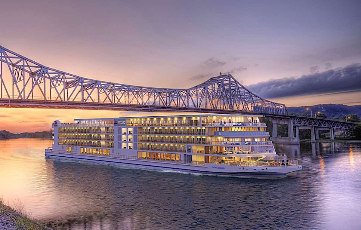 Viking Mississippi river ship at dusk